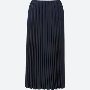 Uniqlo High Waist Crape Pleated Skirt Navy XS NWT